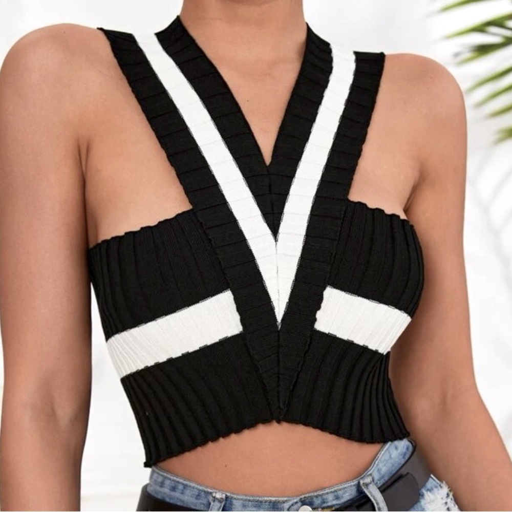 Shein Halter Knit Top with Criss-cross Back